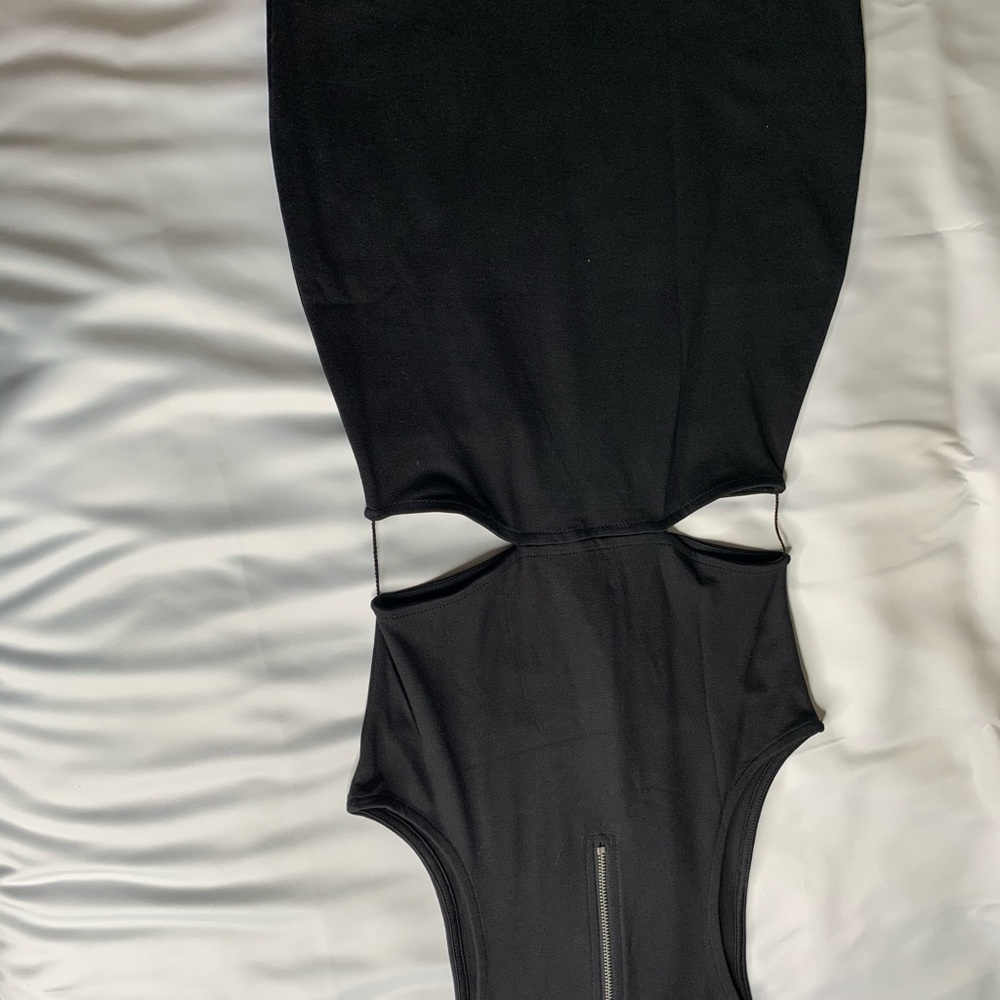 Black Stretch Fitted Mini Turtleneck Dress - Picture 5 of 8